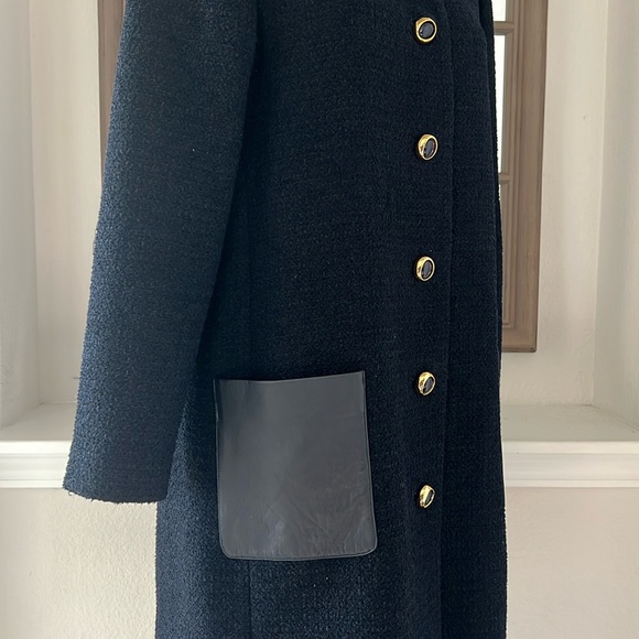 St. John Leather-Pocket Bracelet-Sleeve Textured Tweed Jacket Size 14 NEW $1,995 - Picture 13 of 14